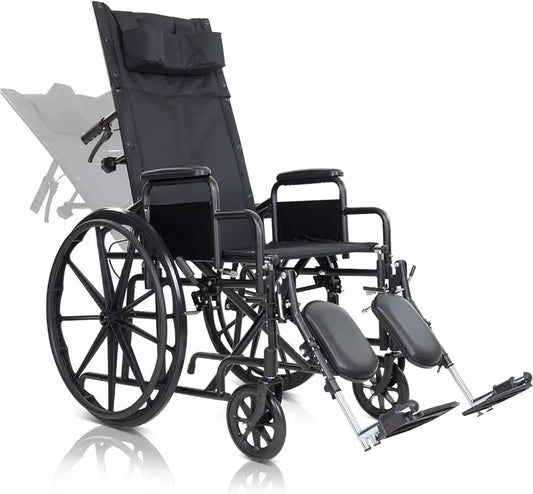 Reclining Wheelchair With Headrest (16"-18"-20", 300 lbs)