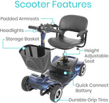 Vive 4 Wheel Mobility Scooter - Electric Powered Wheelchair Device - Compact Heavy Duty Mobile for Travel
