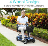 Vive 4 Wheel Mobility Scooter - Electric Powered Wheelchair Device - Compact Heavy Duty Mobile for Travel